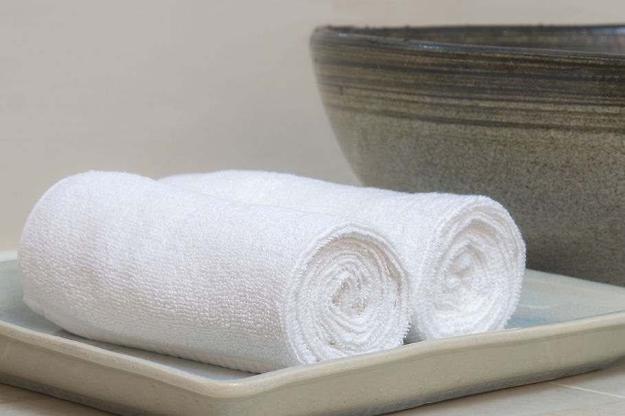 Rolled hotel towels