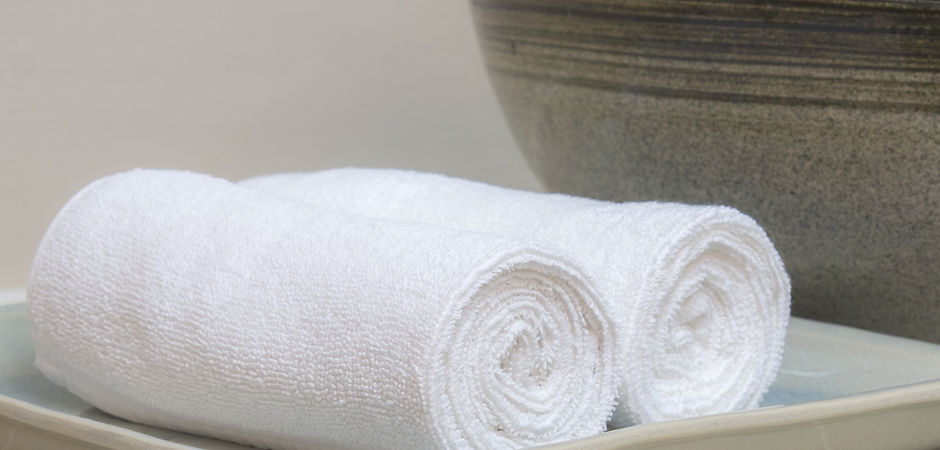 Rolled hotel towels