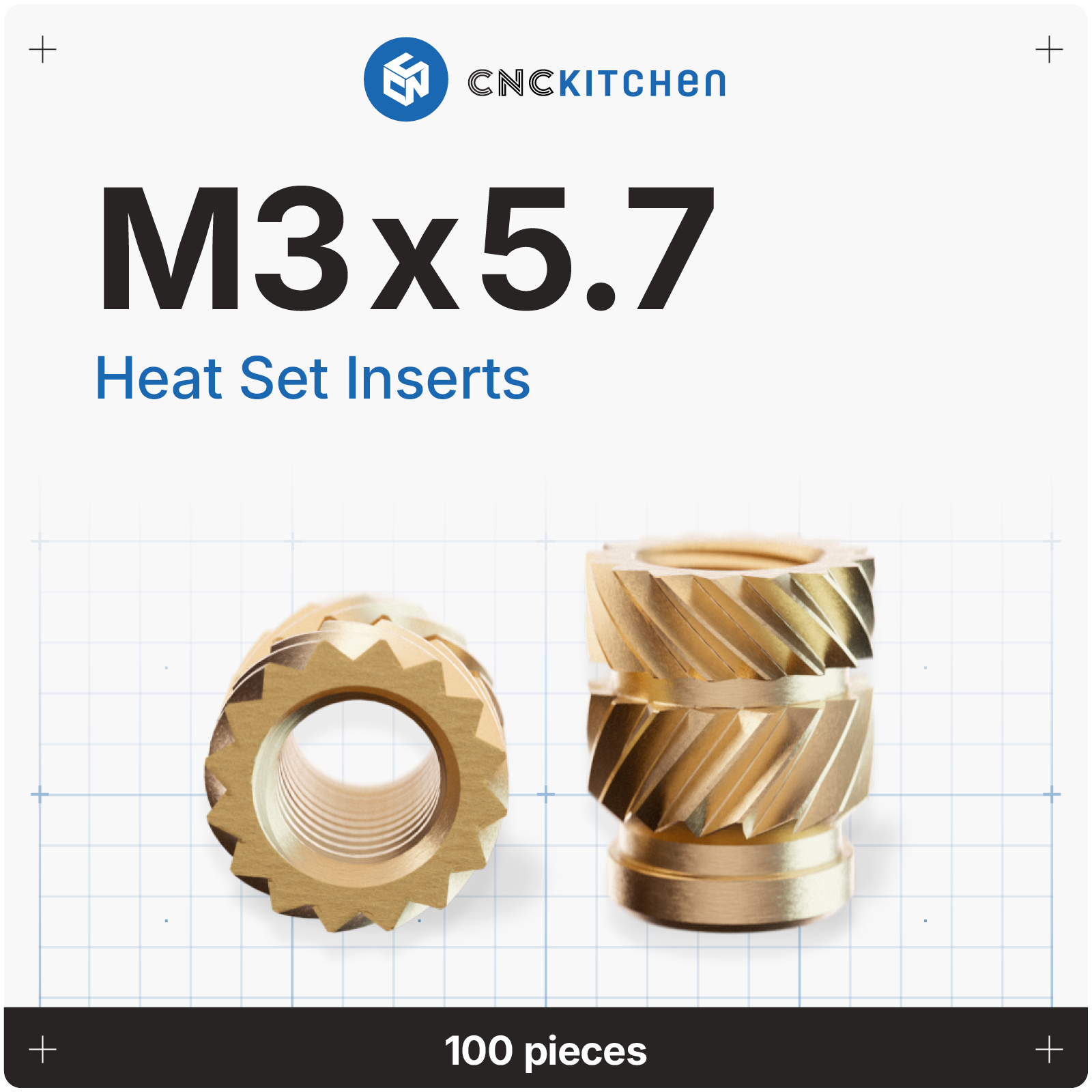 Heat Set Inserts - M3x5.7mm - 100Stk.