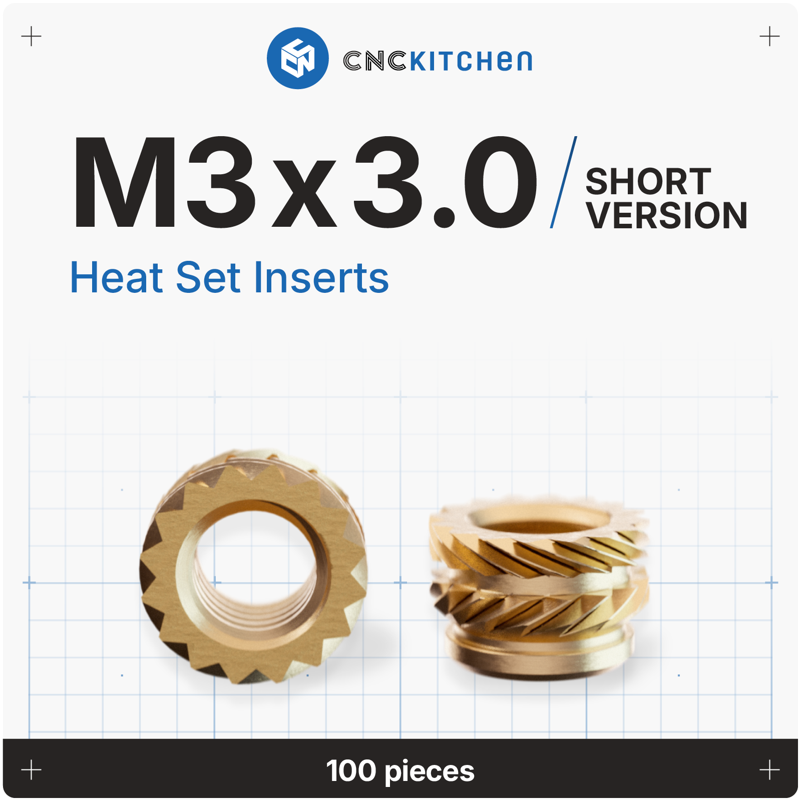Heat Set Inserts - M3x3mm - 100Stk.