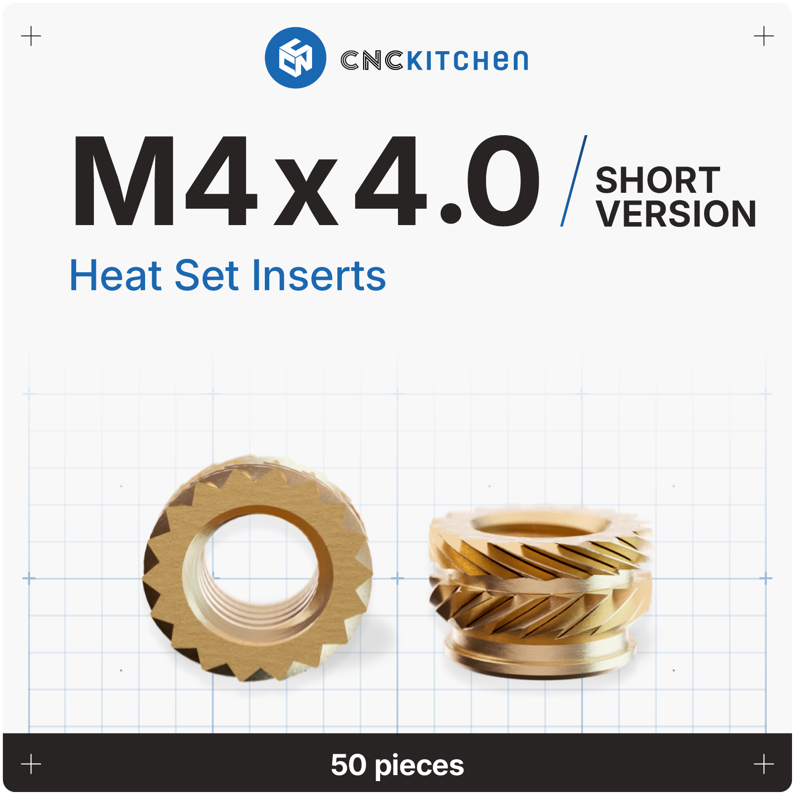 Heat Set Inserts - M4x4mm - 50Stk.