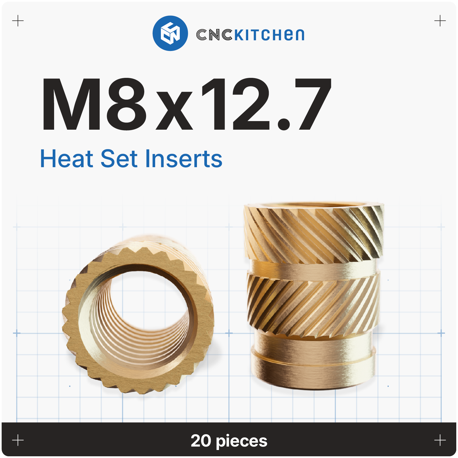 Heat Set Inserts - M8x12.7mm - 20Stk.
