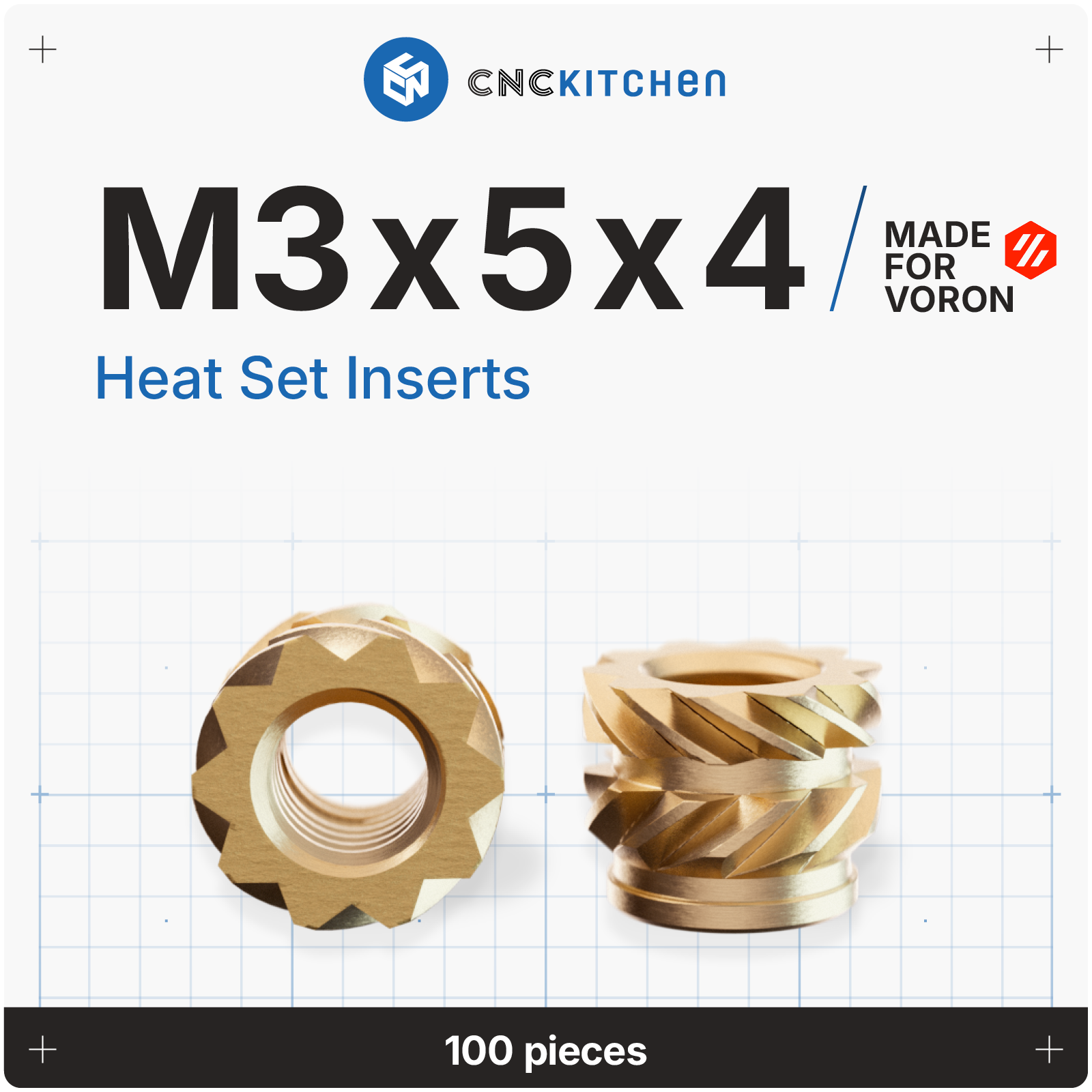 Heat Set Inserts - M3x5x4mm - 100Stk.