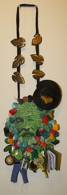 Walk Whitman assemblage wearable piece