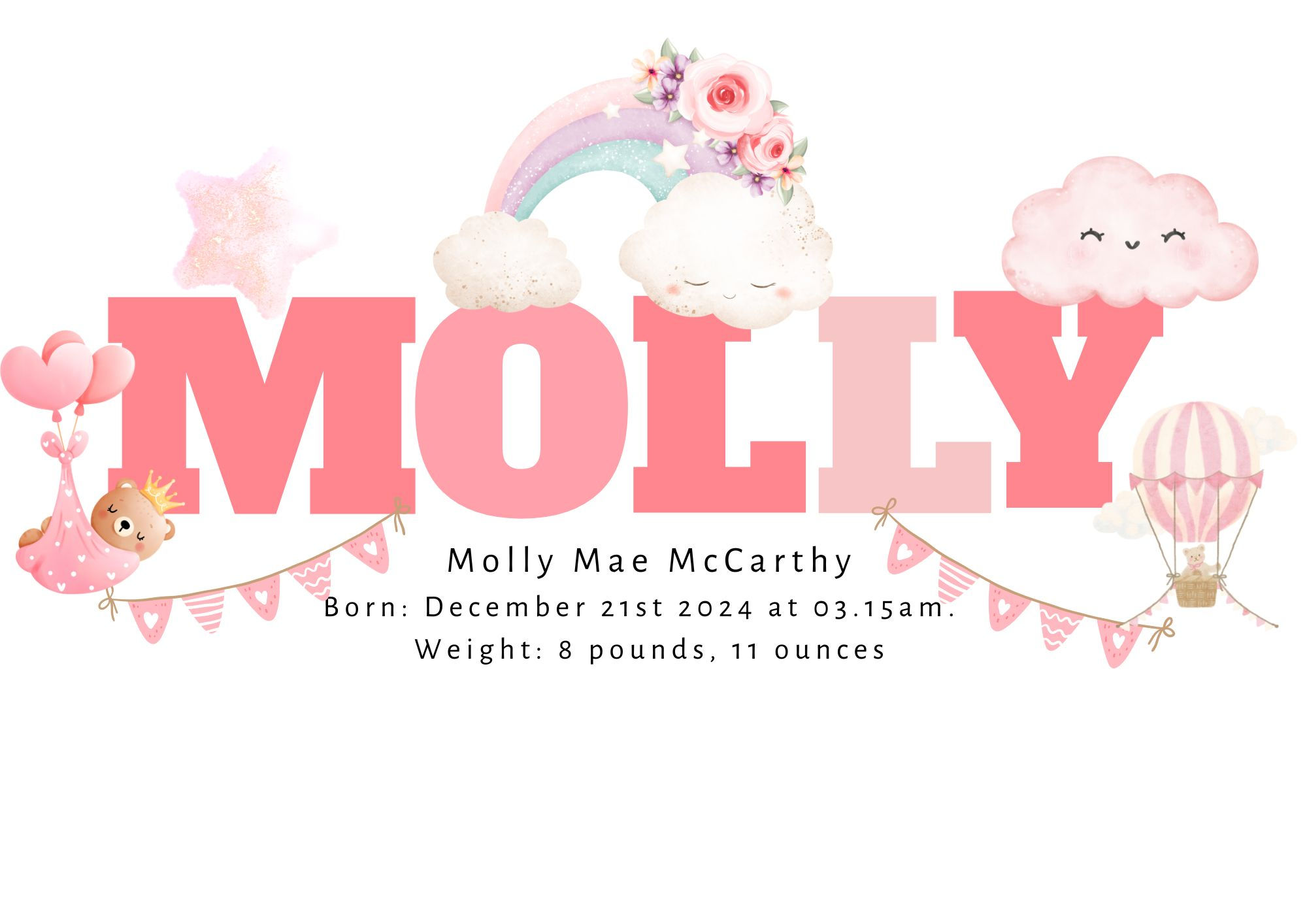 Children's Name Frames - Teddy Girl