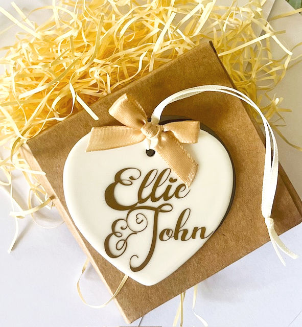 Ceramic Wedding Heart - PERSONALISED