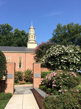 Entering Memorial Garden of Church.JPG