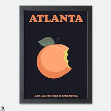 Atlanta Minimalist Mini Framed Print - Peach