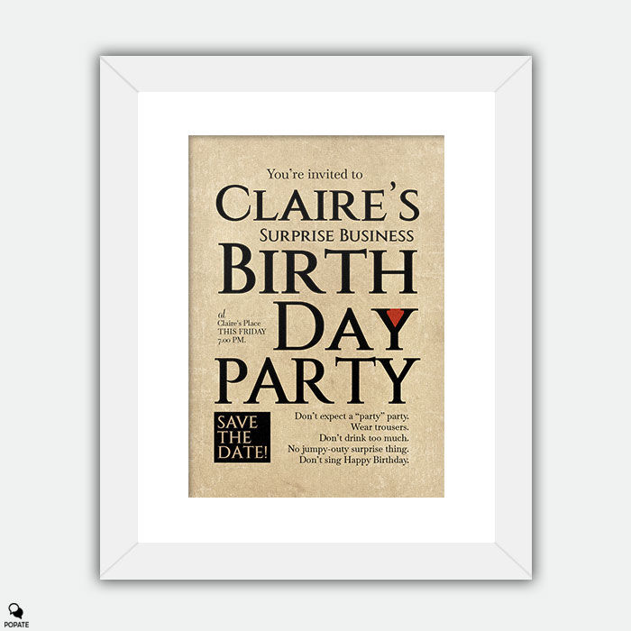 Thumbnail: Fleabag Typographic Large Framed Print - Claire's Business Birthday Invit