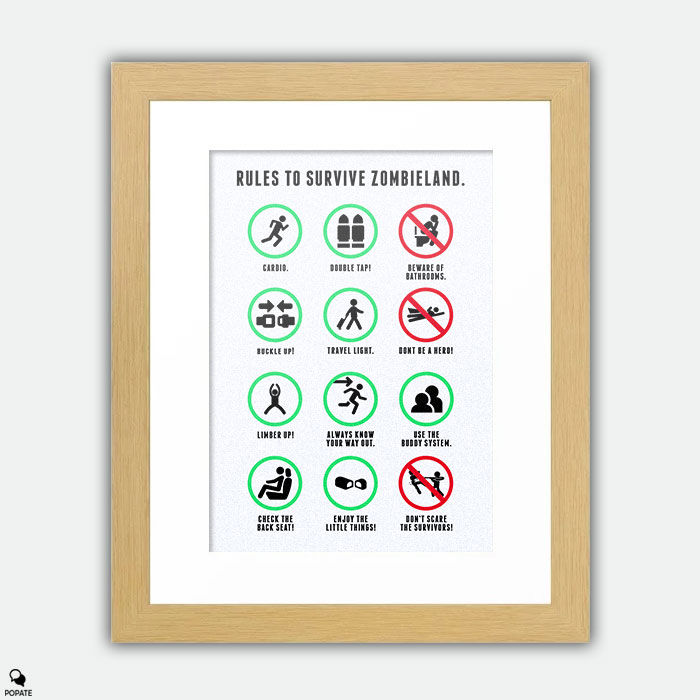 Thumbnail: Zombieland Minimalist Large Framed Print - Rules of Survival