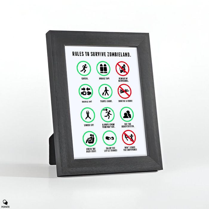 Thumbnail: Zombieland Minimalist Mini Framed Print - Rules of Survival