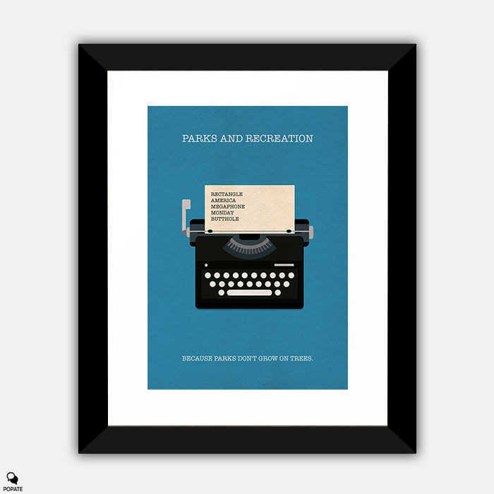 Parks And Recreation Minimalist Large Framed Print - Typewriter