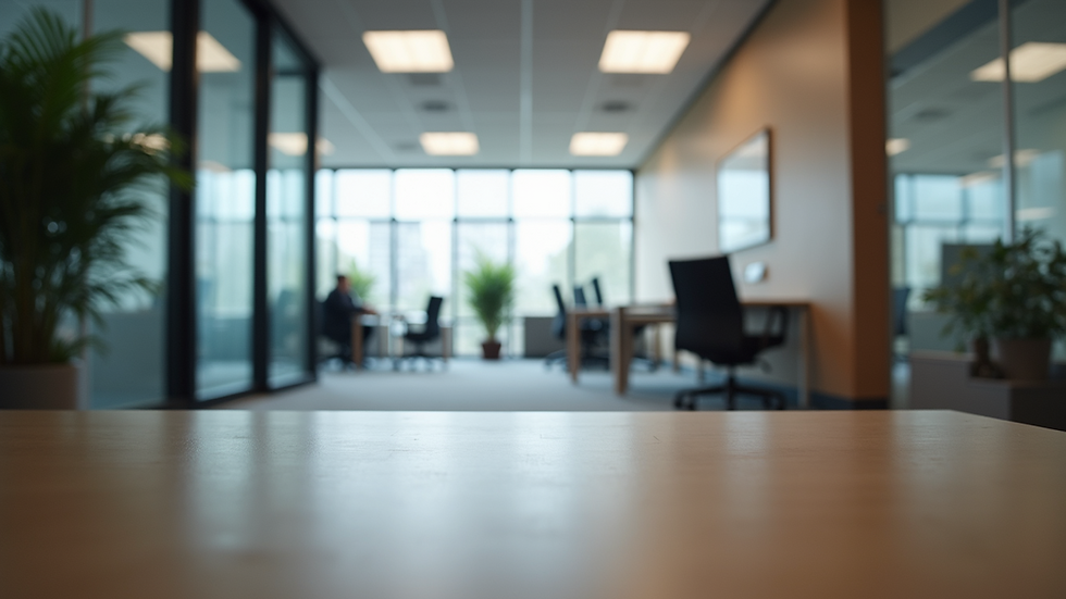 Eye-level view of a modern office workspace