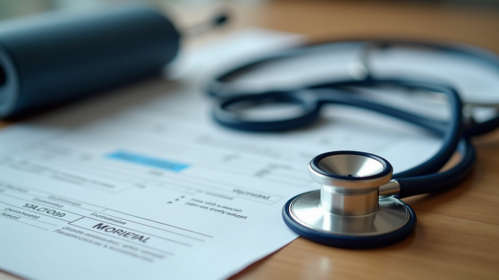 Close-up view of medical equipment laid out on a table during a home visit