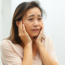 emotional asian woman in mid 40s feeling