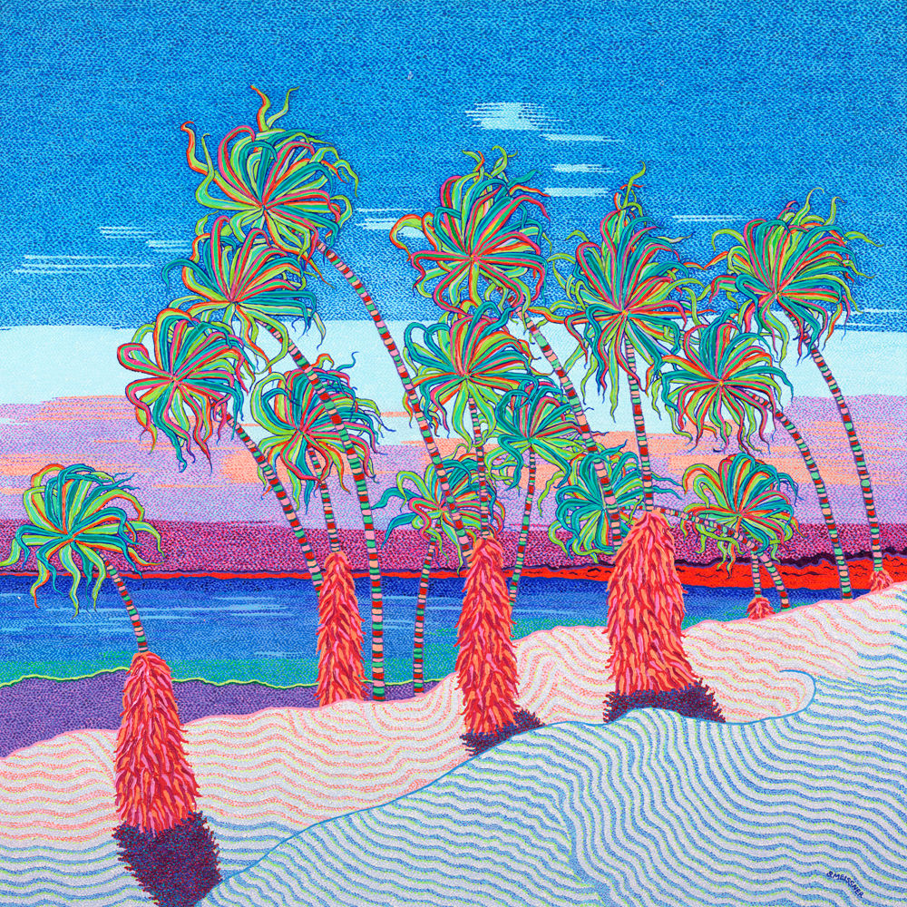 Windsong Palms - Reproduction Giclee Art Print On Canvas
