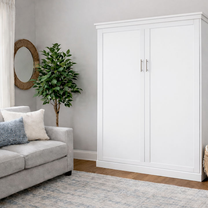 Jasper vertical murphy wall bed closed in white finish