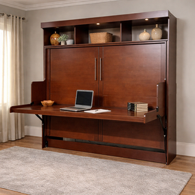 Dillon horizontal murphy desk bed shown closed with shaker-style trim and maple veneer panels