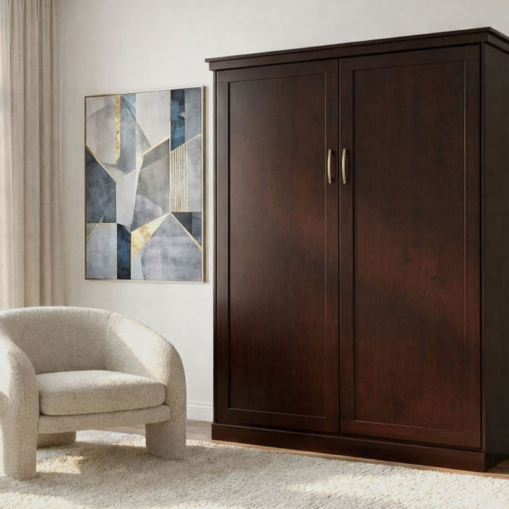 Jasper vertical murphy wall bed closed in cognac finish