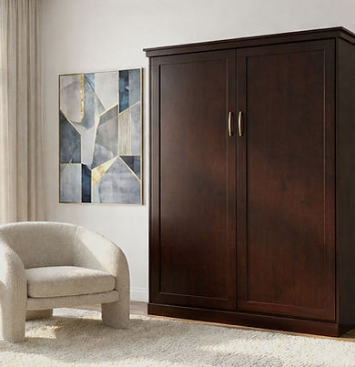 Jasper vertical murphy wall bed closed in cognac finish