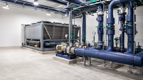 Modern chilled-water HVAC plant room