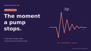 Purple and coral pressure-wave cover titled The moment a pump stops.