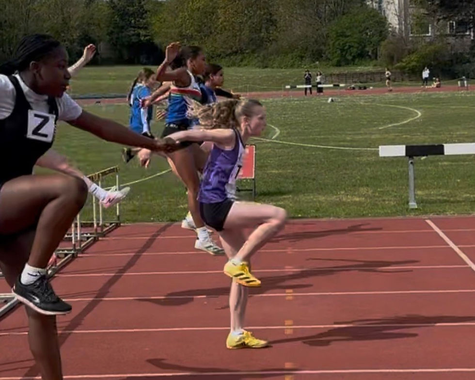 Bella on her way to victory in the 75mH. Picture By: Darren Hatton.
