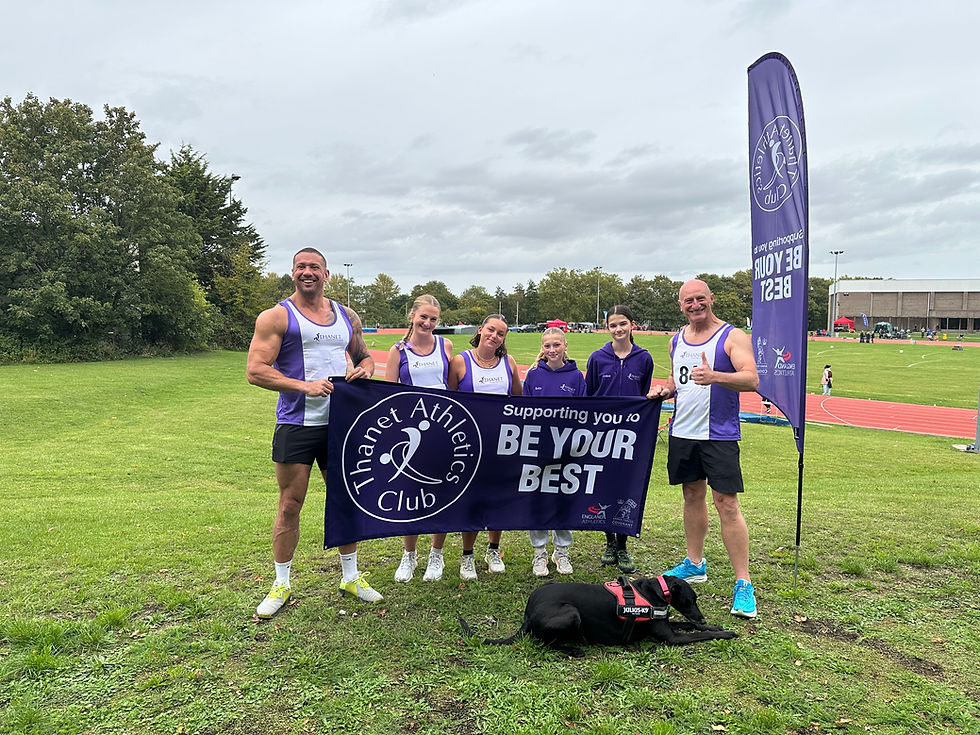 Team Thanet AC at Medway Park sporting their motto. Photo By: Lewis Parsons.