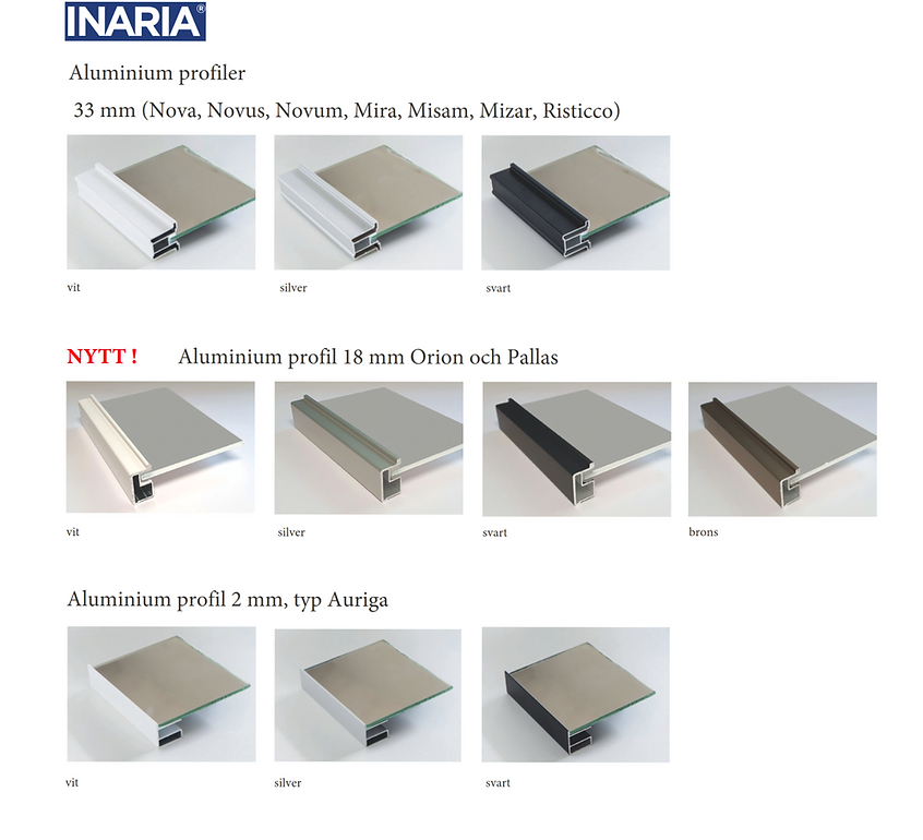 Aluminium profiler i olika färger