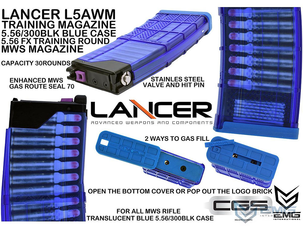 Thumbnail: CYMA EMG 30 Rds Lancer L5AWM 5.56 Style Magazine for CGS / Marui MWS M4 GBB