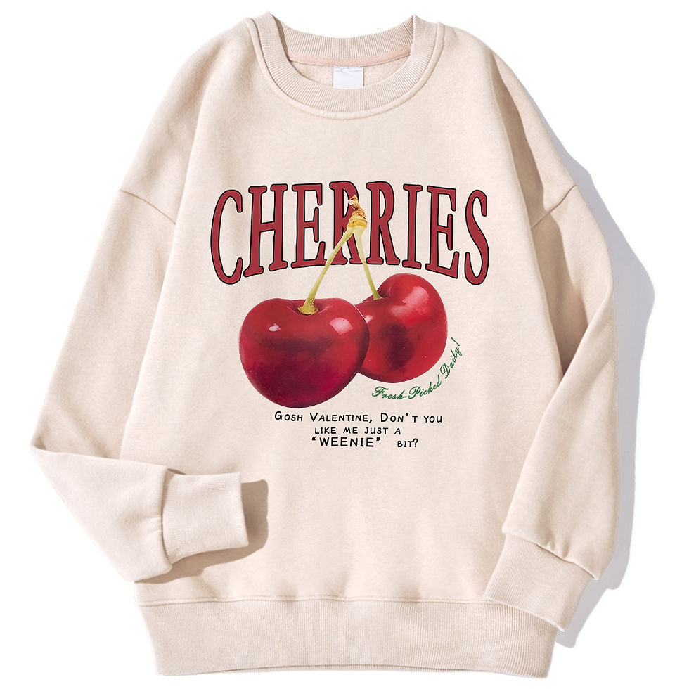 Thumbnail: Autumn Winter Womens Sweatshirt Fresh Red Cherries Printing Pullover Loose Crewn