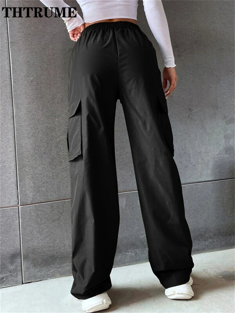 Thumbnail: Vintage Streetwear Cargo Pants Fashion Women Solid Oversized Pocket High Waist B