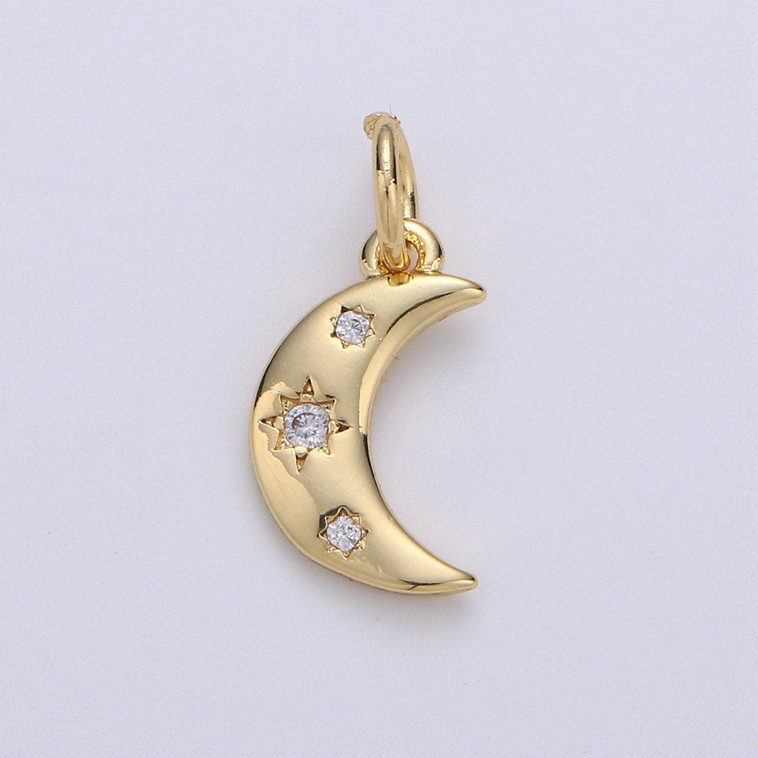 Crescent Moon Charm - Gold or Silver