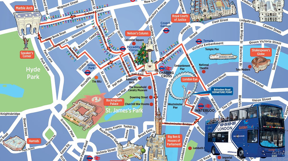 Golden Tours Chistmas lights tour map