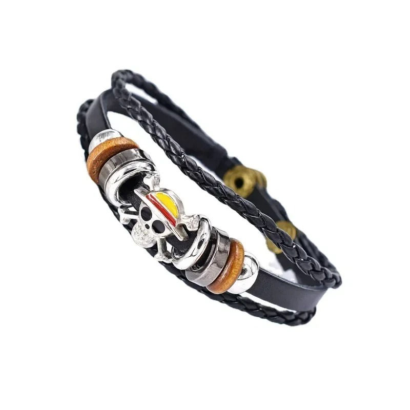 Thumbnail: Anime One Piece Bracelet Luffy PU Bracelet Cosplay Accessories Straw Hat Pirate 