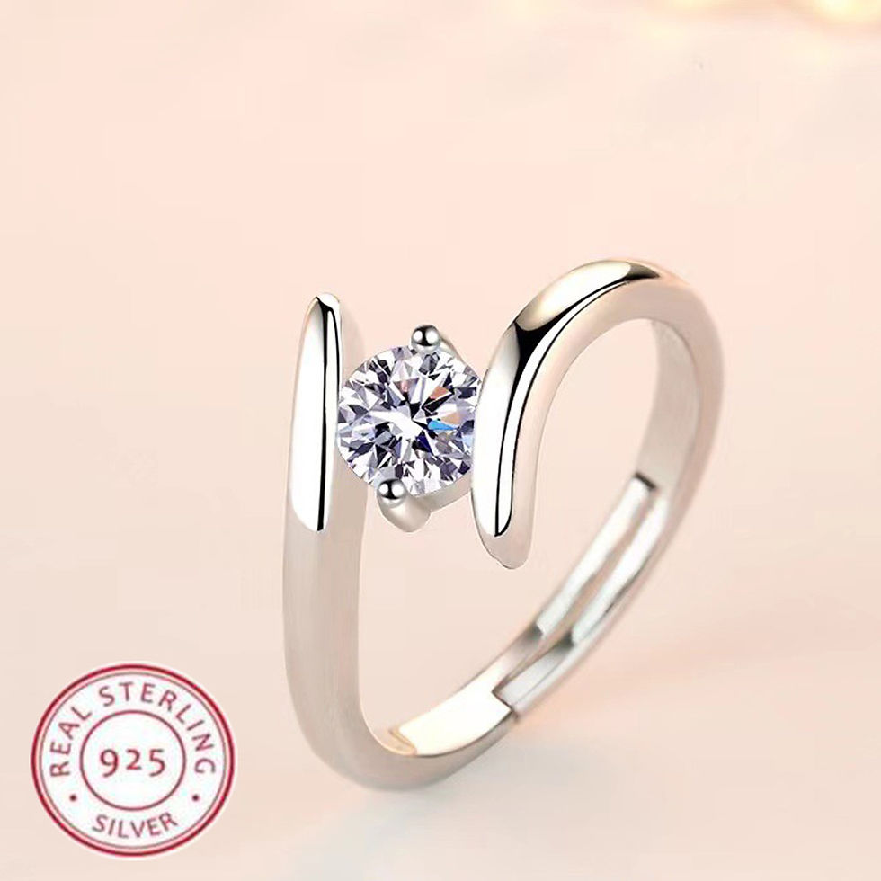Thumbnail: 925 Sterling Silver Ring Simple Generous Zircon luxury High Quality For Women Ri