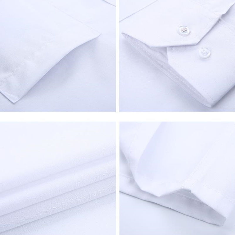 Thumbnail: New Men Formal Shirt Long Sleeve Office Solid Color Anti-Wrinkle Fashion Busines