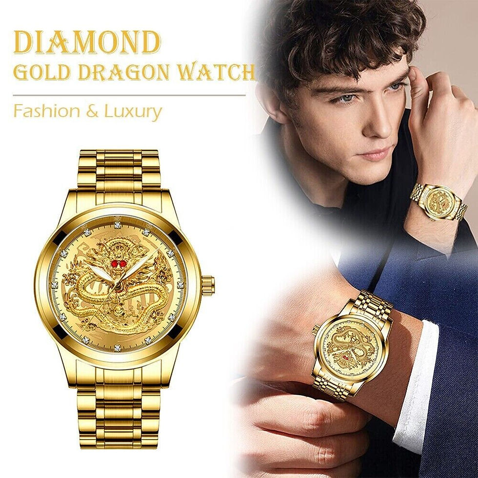 Miniatura: Business Gift Waterproof Gold Men's Diamond Quartz Watch Classic Stainless Steel