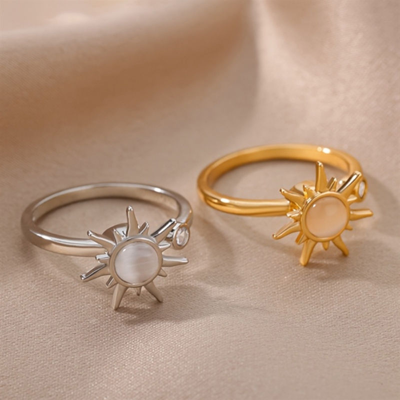 Thumbnail: Huitan Simple Adjustable Sun Ring for Women Versatile Daily Wearable Accessories