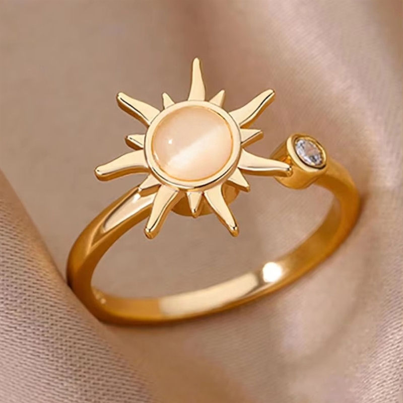 Huitan Simple Adjustable Sun Ring for Women Versatile Daily Wearable Accessories