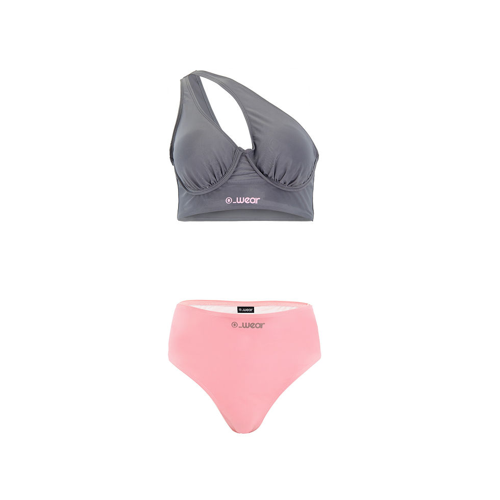 Women's 2Pcs Swimwear | Women's Grey-Pink Swimwear | O Wear