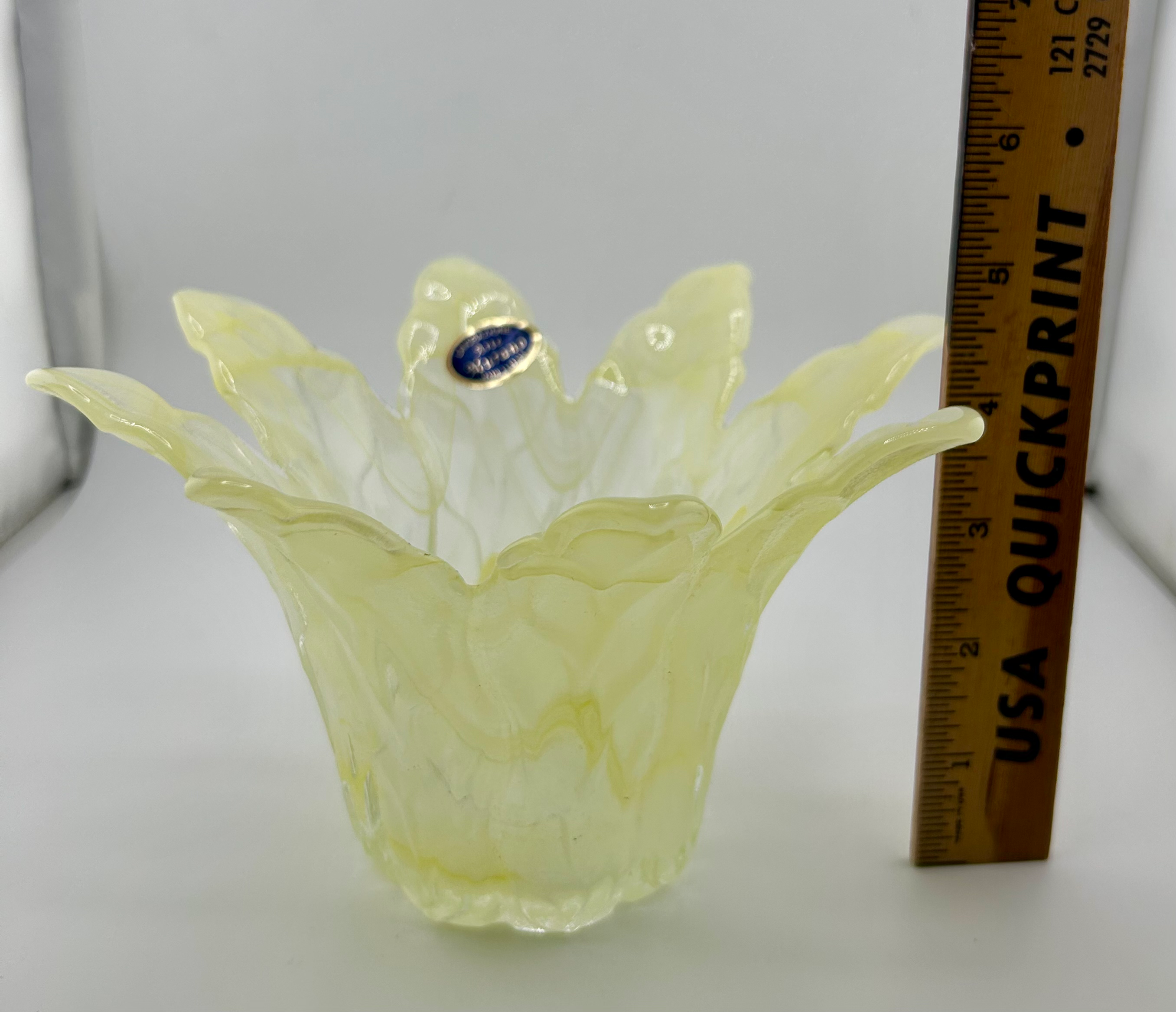 Yellow Swirl Murano Petal Glass Dish Limoncello