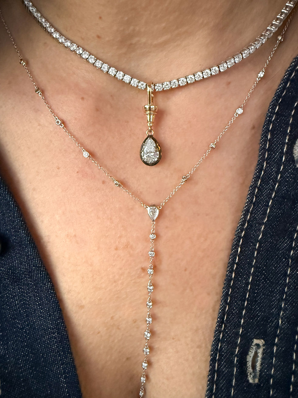 Thumbnail: Blackened Gold 2ct Pear-Shaped Lab Diamond Pendant