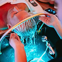 Man receiving a relaxing scalp treatment at our head spa in Guildford.