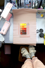 backstage prise de photo d'une palette de maquillage