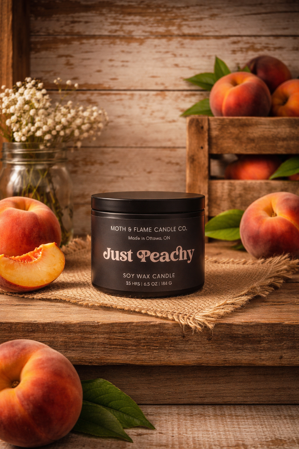 Just Peachy Minimalist Black Tin