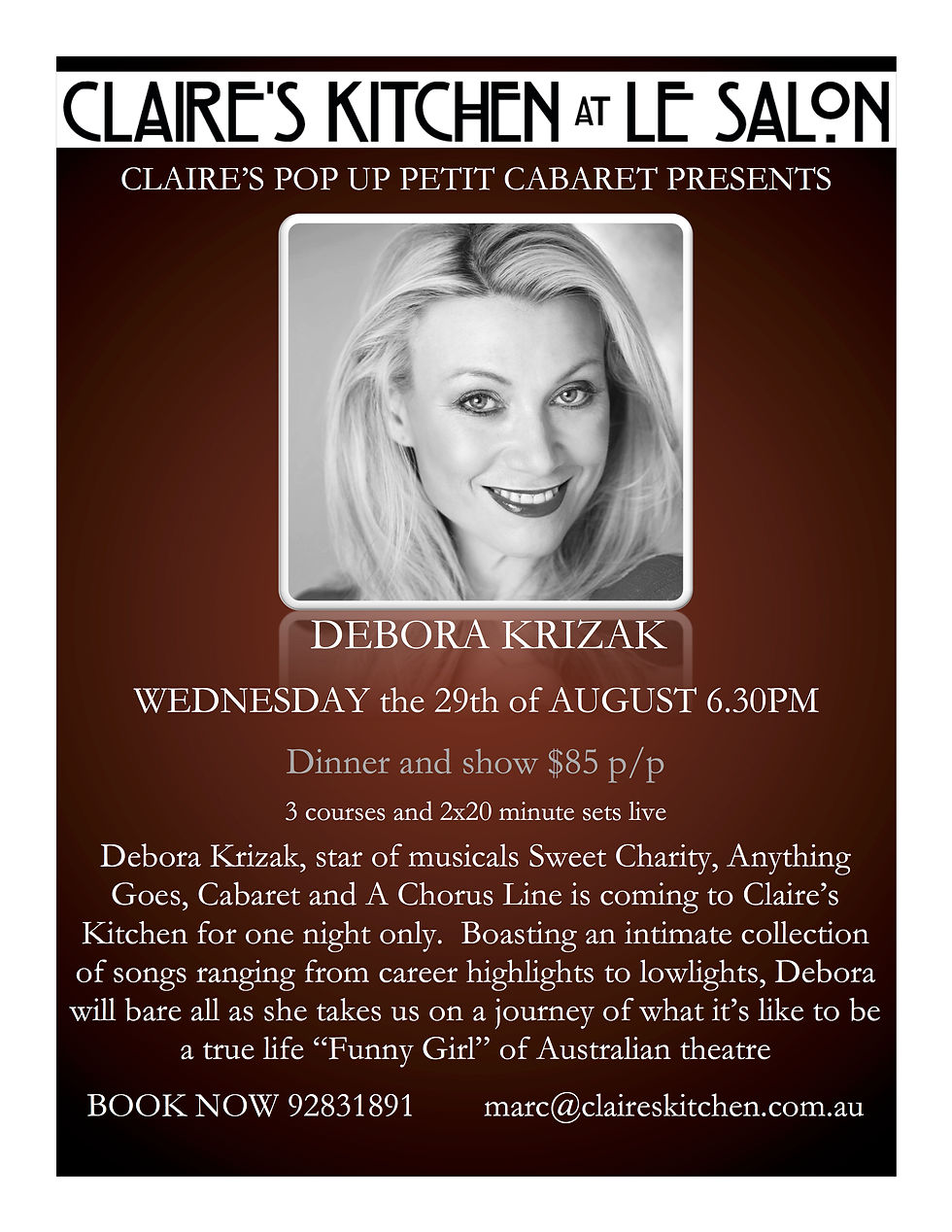 Claire's Pop Up Petit Cabaret presents Debora Krizak