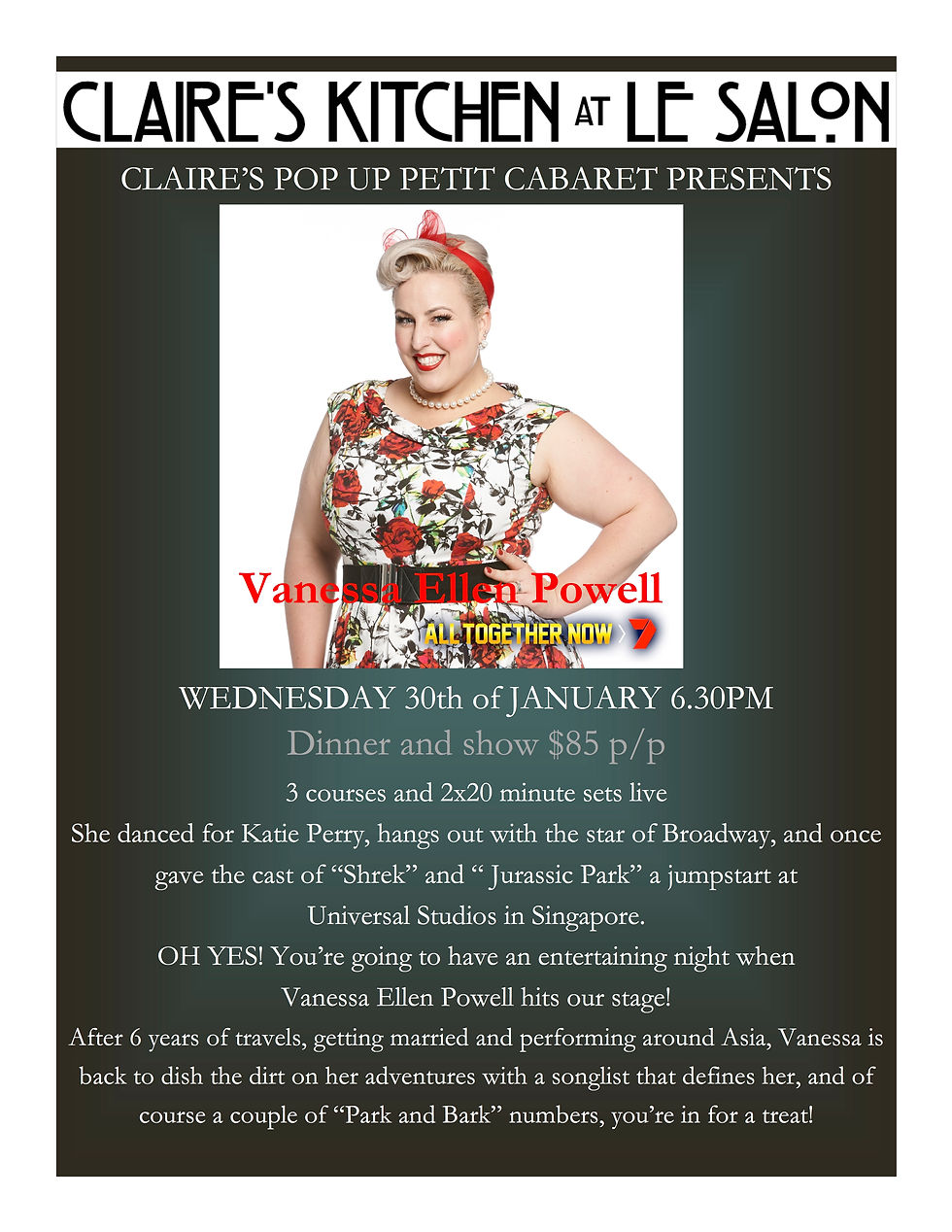 Claire's pop up petit cabaret presents Vanessa Ellen Powell