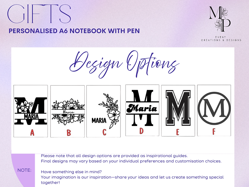 A6 Notebook with Pen - Design Options