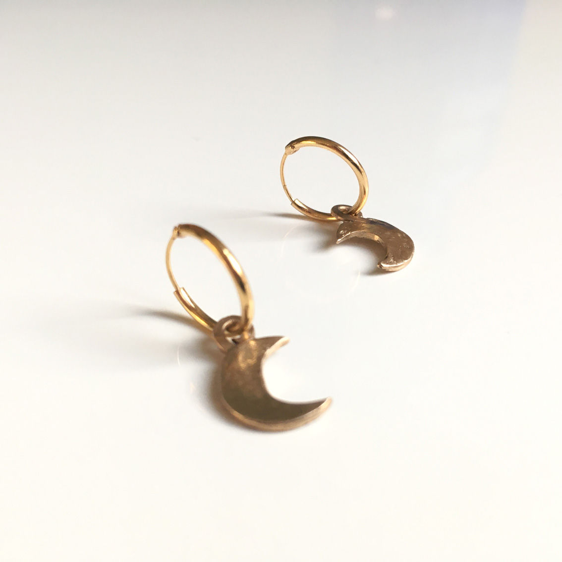 Mini Créoles Lune - Bronze doré ou Argent 925